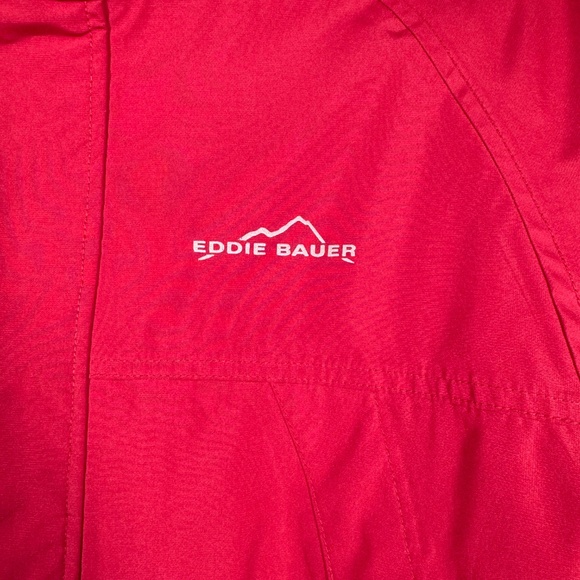 Eddie Bauer WeatherEdge Wind/Rain Zippered Red Jacket w/Snap Close Storm Flap - Picture 2 of 16